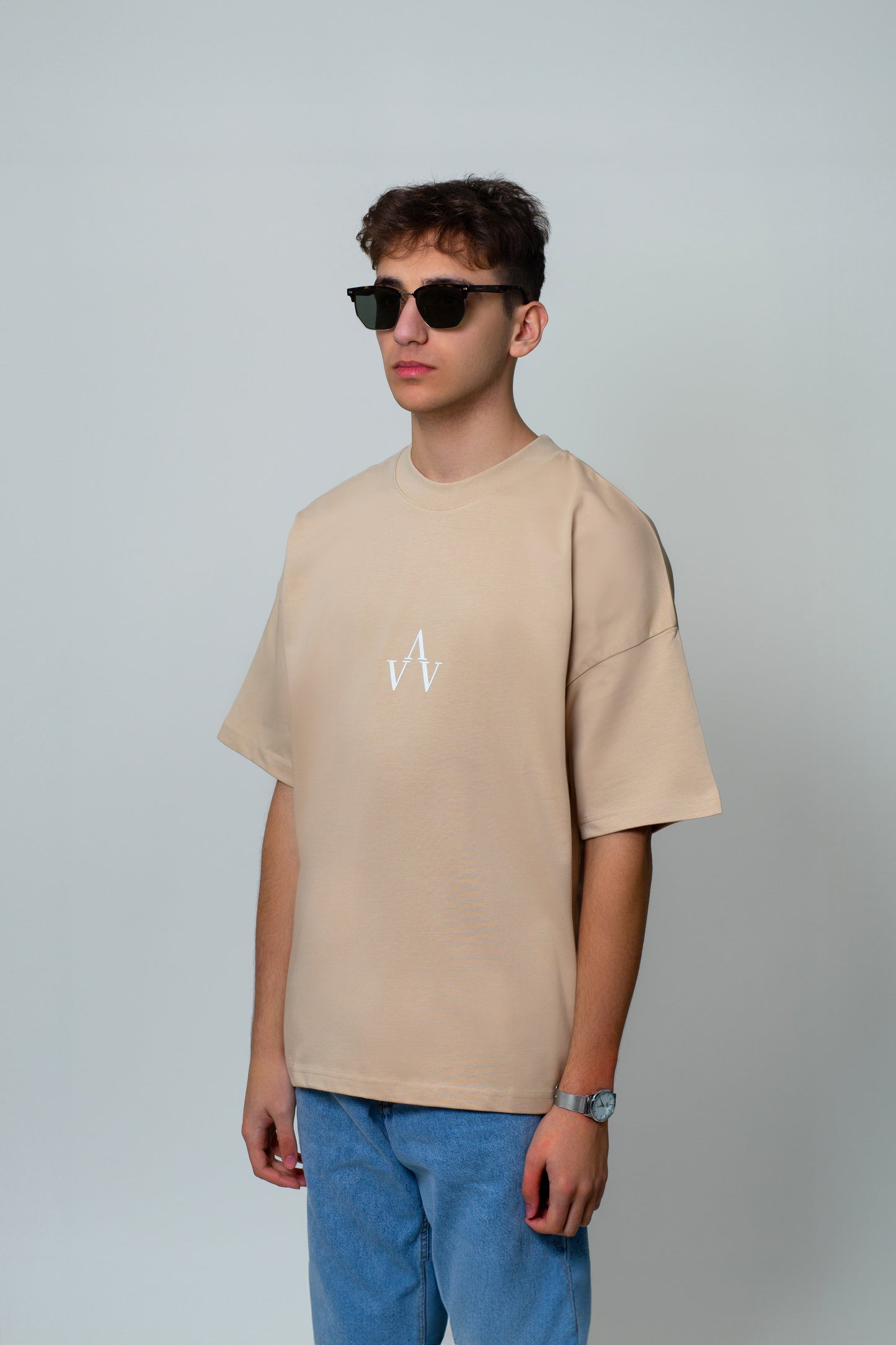 Amblemli Basic T-shirt / Bej