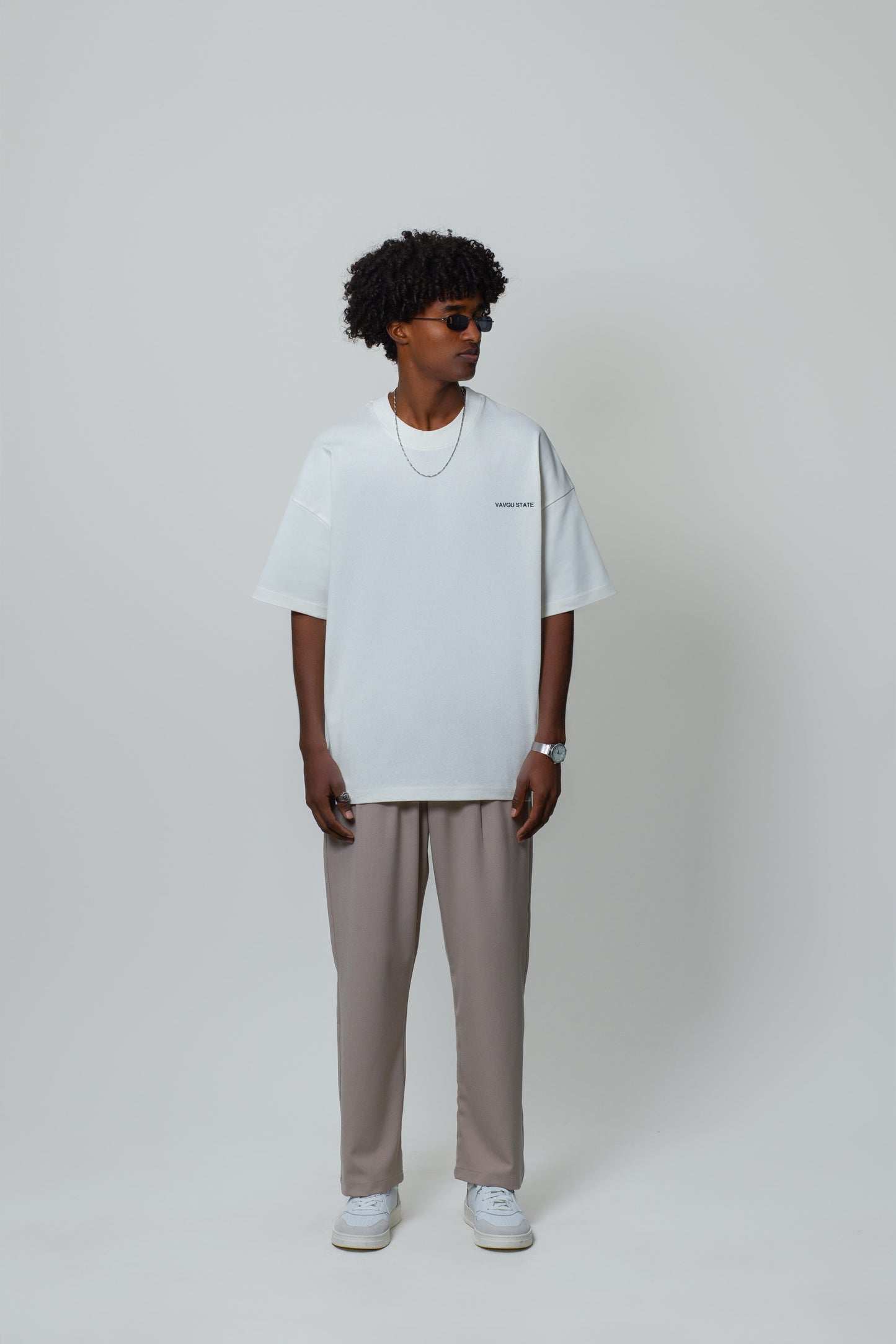 Logolu Basic T-shirt / Ekru