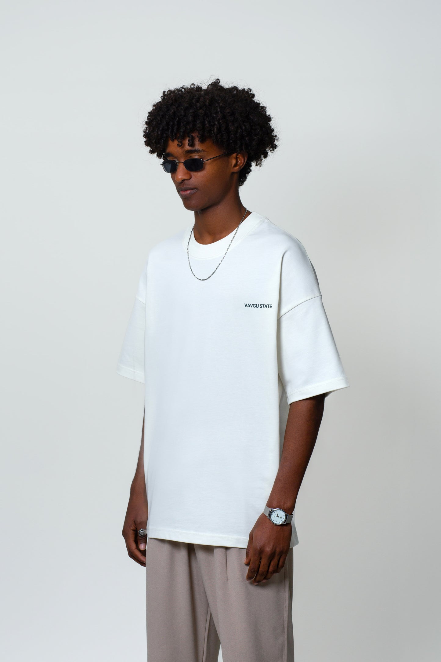 Logolu Basic T-shirt / Ekru